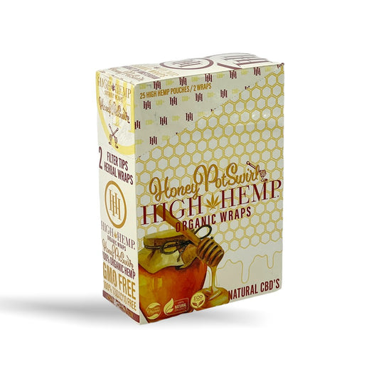 HIGH HEMP ORGANIC 2PK FILTER TIP WRAP - HONEY POTSWIRL
