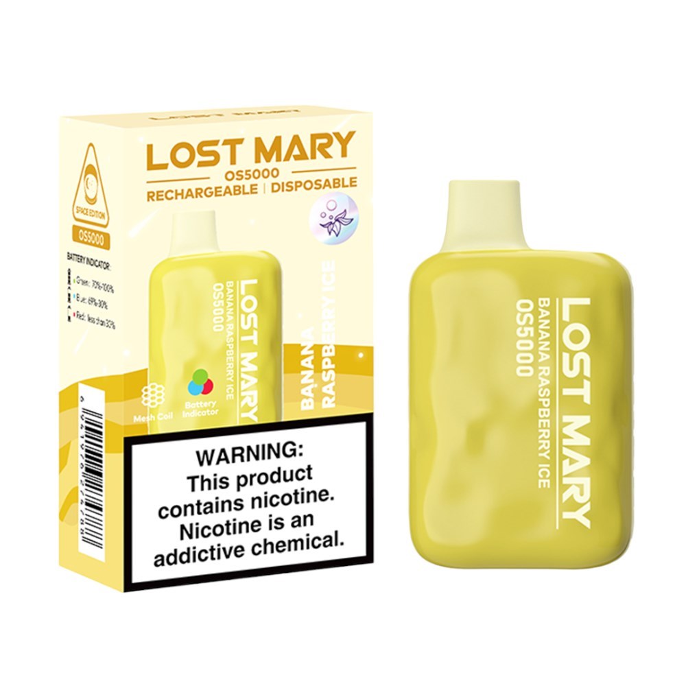 LOST MARY OS5000 5% SALT NIC DISPOSABLE- BANANA RASPBERRY ICE