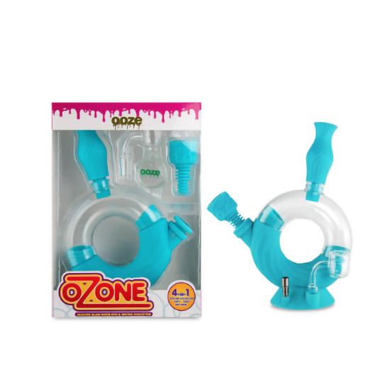 OOZE OZONE SILICON/GLASS WATER PIPE - AQUA TEAL