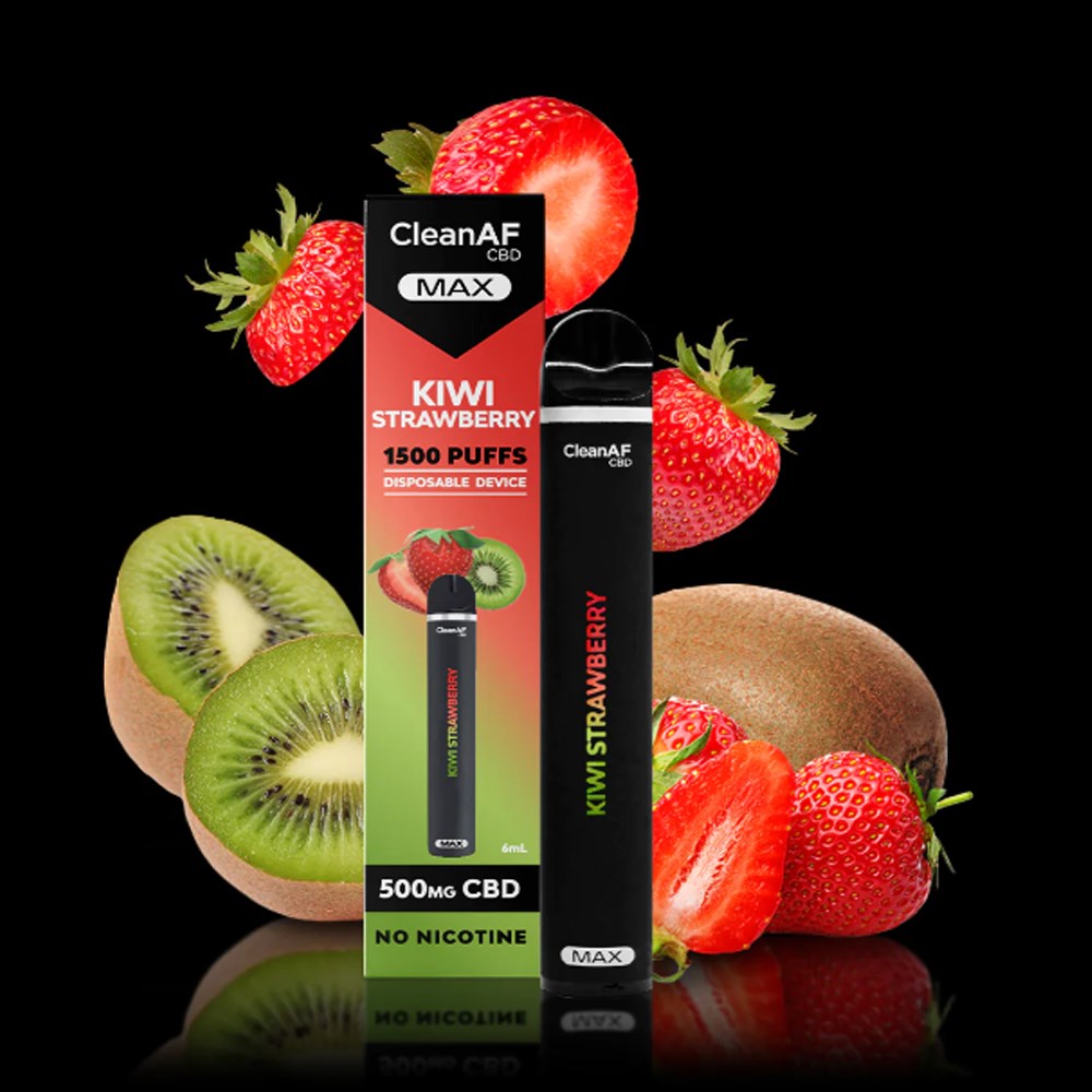 CLEANAF MAX CBD 1500PUFFS 500MG DISPOSABLE - KIWI STRAWBERRY