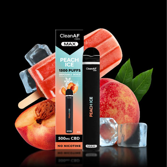 CLEANAF MAX CBD 1500PUFFS 500MG DISPOSABLE - PEACH ICE