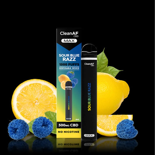 CLEANAF MAX CBD 1500PUFFS 500MG DISPOSABLE - SOUR BLUERAZZ