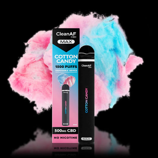 CLEANAF MAX CBD 1500PUFFS 500MG DISPOSABLE - COTTON CANDY
