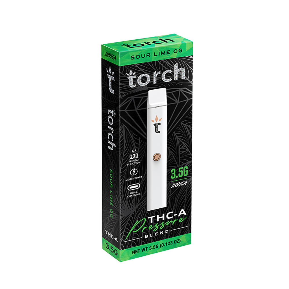TORCH  PRESSURE BLEND 3.5G THCA DISPOSABLE INDICA - SOUR LIME DIESEL