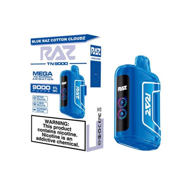 RAZ 5% NIC 9000PUFFS DISPOSABLE - BLUE RAZZ COTTON CLOUDS – Ben Exotics