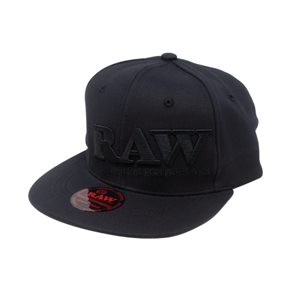 RAW BRIM SNAP FLAT KS HAT W/ POKER - BLACK ON BLACK