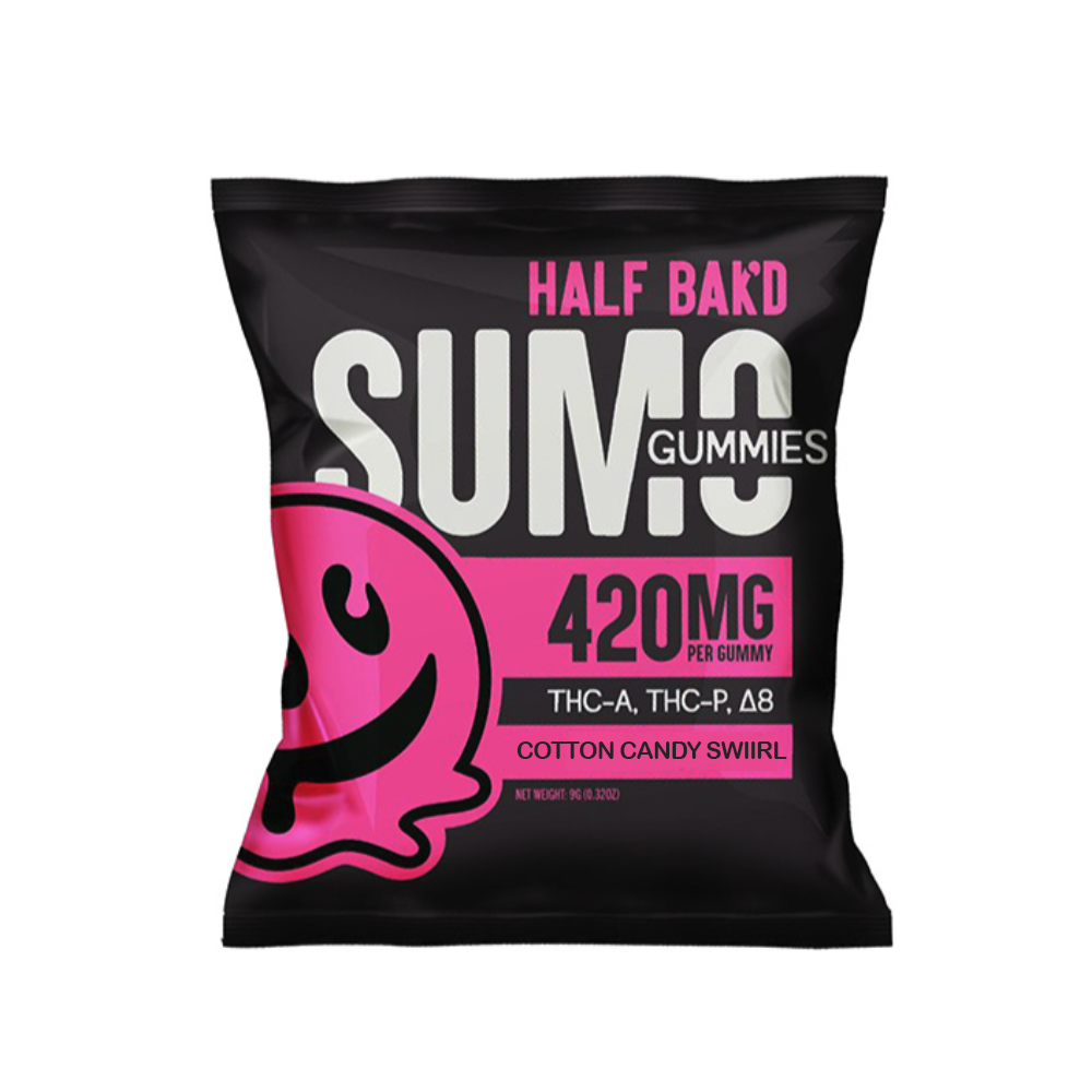 HALF BAK'D D9 THCA/THCP SUMO 2CT 420MG GUMMIES - COTTON CANDY SWIRL