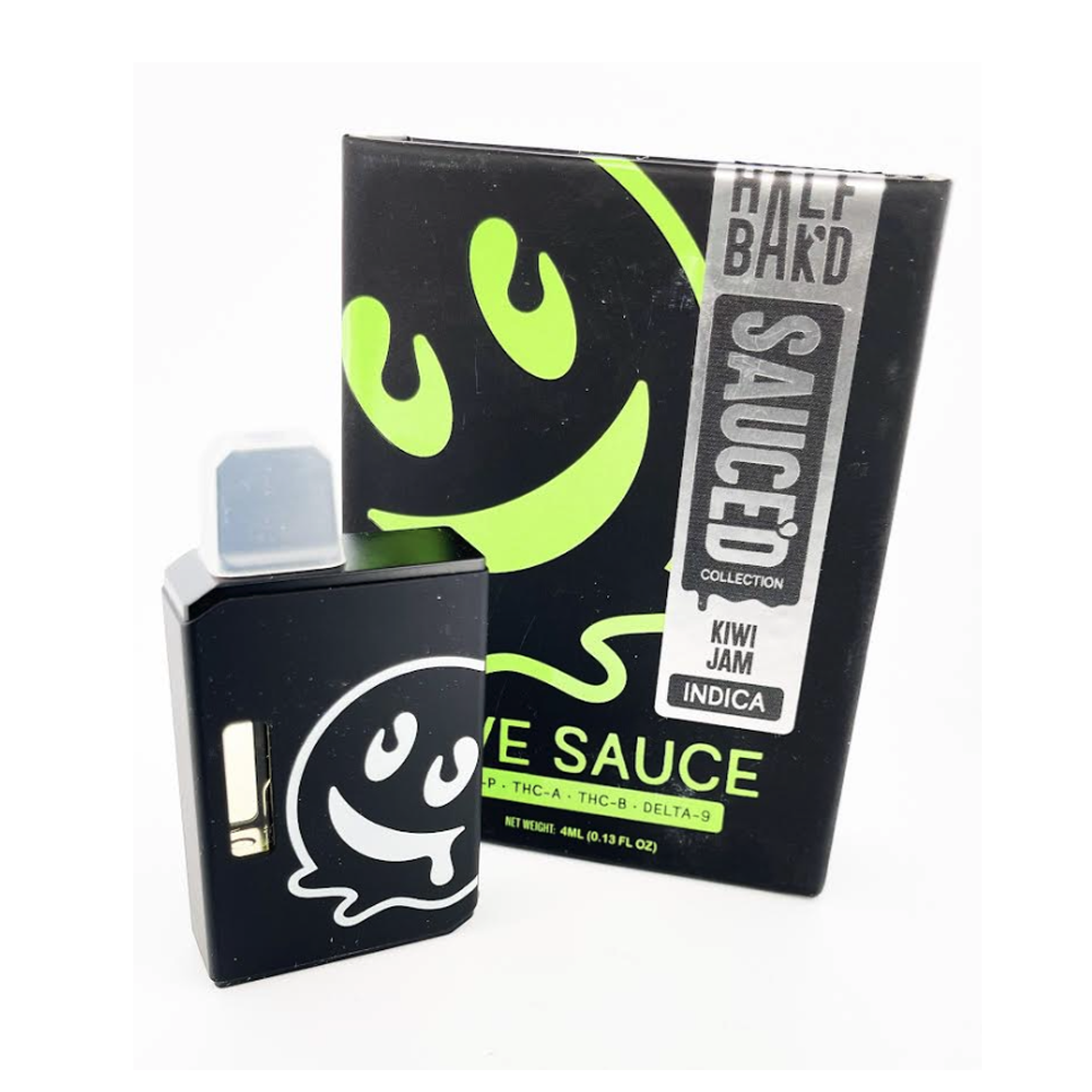 HALF BAK'D LIVE RESIN SAUCE'D D9/THCA/THCB/THCP 4G DISPOSABLE INDICA - KIWI JAM