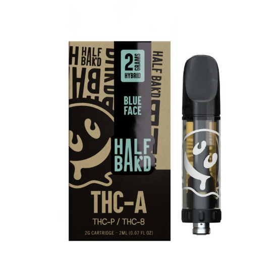 HALF BAK'D LIVE RESIN SAUCE'D THCA/THCP/THC8 2G CARTRIDGE HYBRID - BLUE FACE