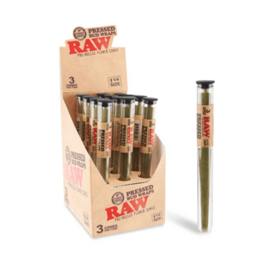 RAW PRESSED BUD 1 1/4 WRAP 3PK CONE