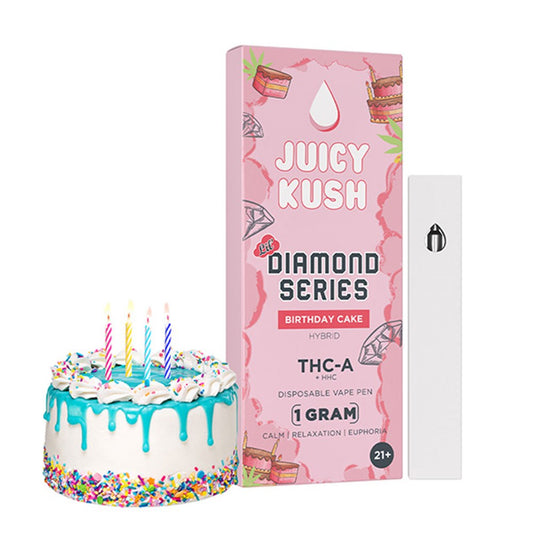 JUICY KUSH THCA /D8 LIVE RESIN  1G DISPOSABLE HYBRID - BIRTHDAY CAKE