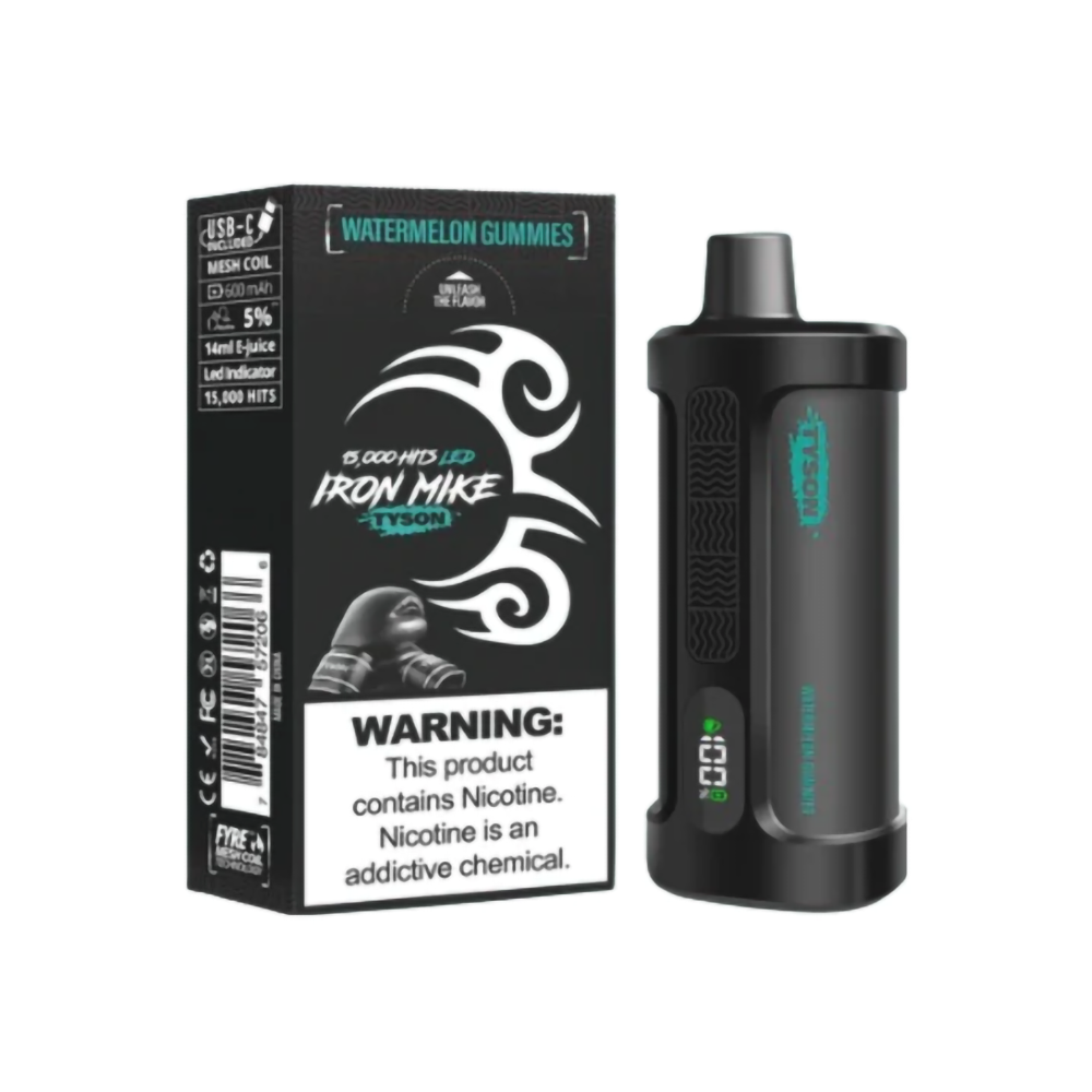TYSON IRON MIKE 5%NIC 15000PUFFS  DISPOSABLE - WATERMELON GUMMIES