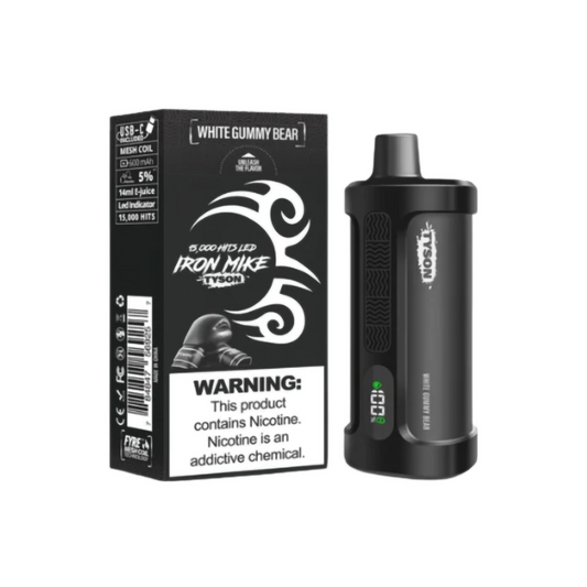 TYSON IRON MIKE 5%NIC 15000PUFFS  DISPOSABLE  - WHITE GUMMY BEAR
