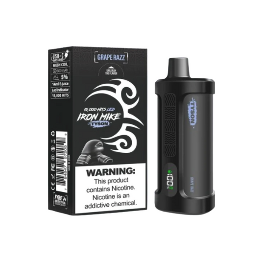TYSON IRON MIKE 5%NIC 15000PUFFS  DISPOSABLE - GRAPE RAZZ