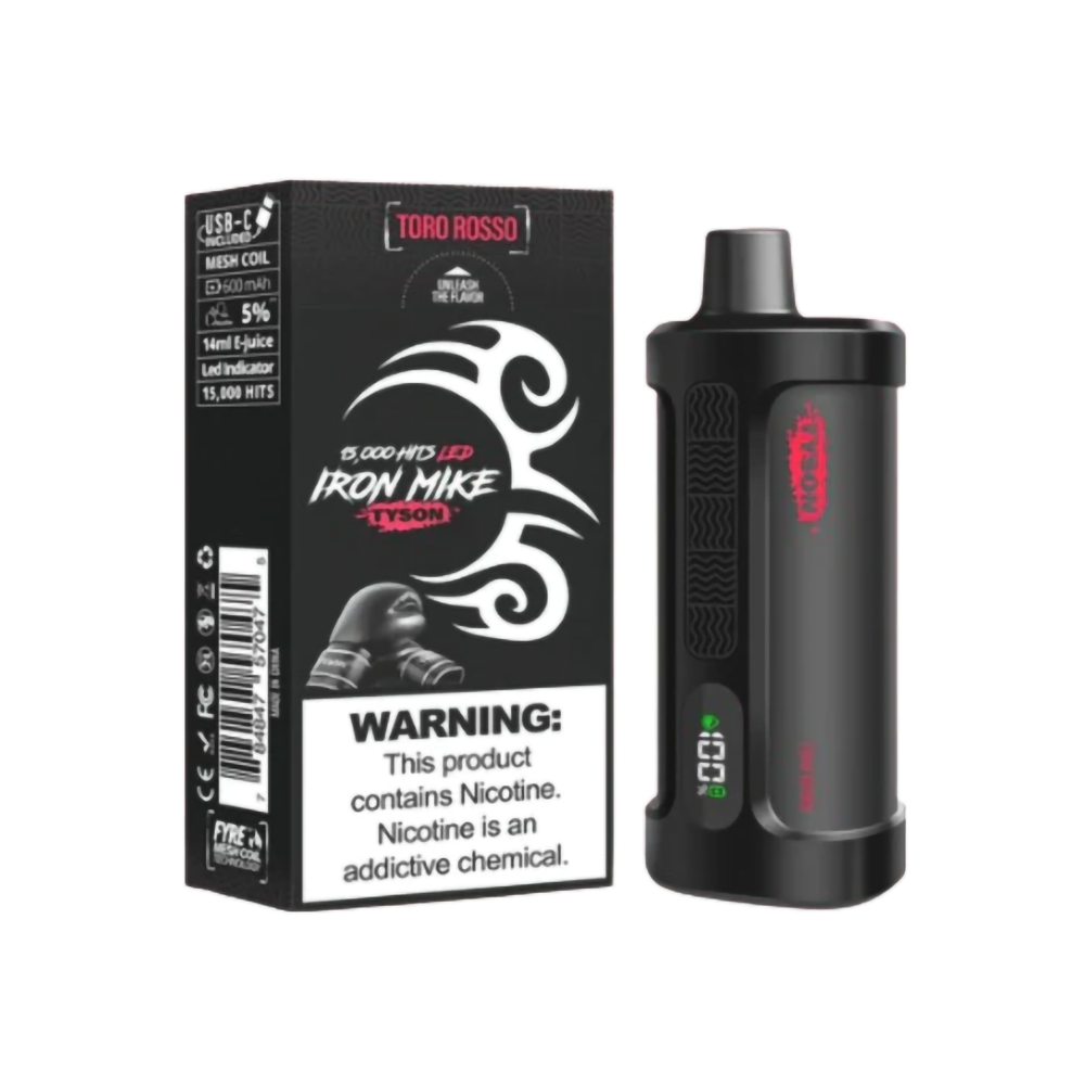TYSON IRON MIKE 5%NIC 15000PUFFS  DISPOSABLE - TORO ROSSO