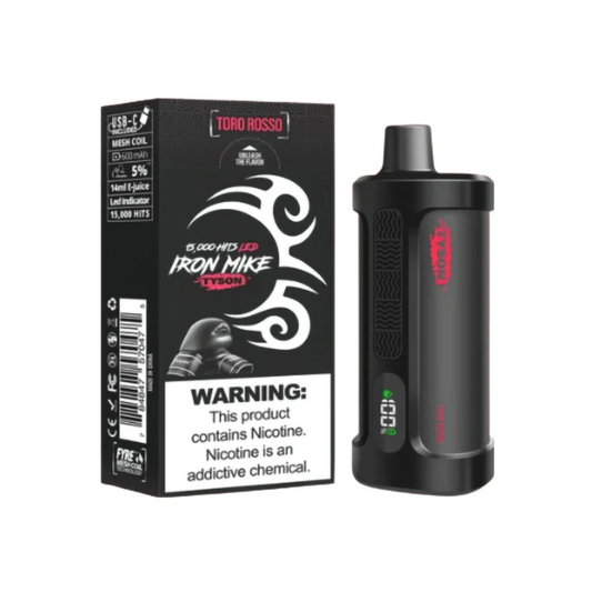 TYSON IRON MIKE 5%NIC 15000PUFFS  DISPOSABLE - TORO ROSSO
