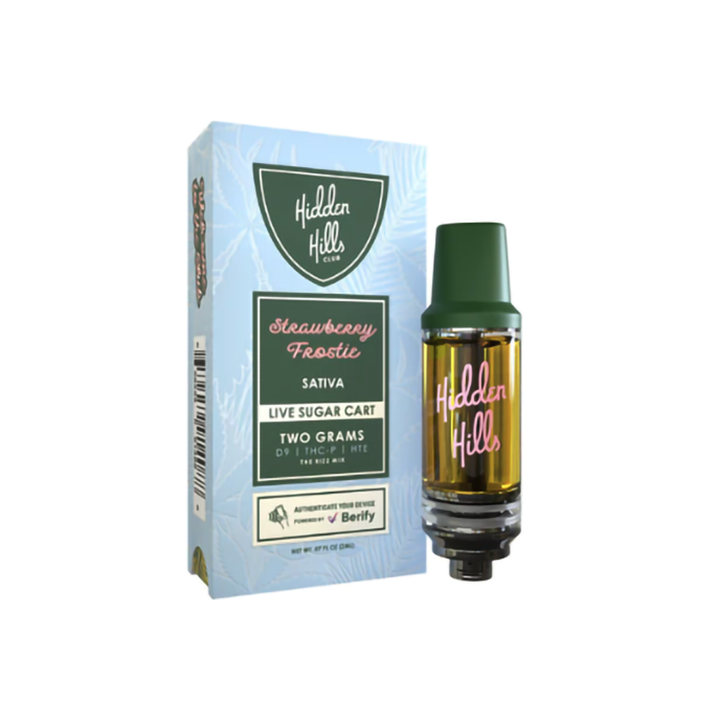 HIDDEN HILLS LIVE SUGAR D9/THCP/HTE 2G CARTRIDGE - STRAW FROSTIE