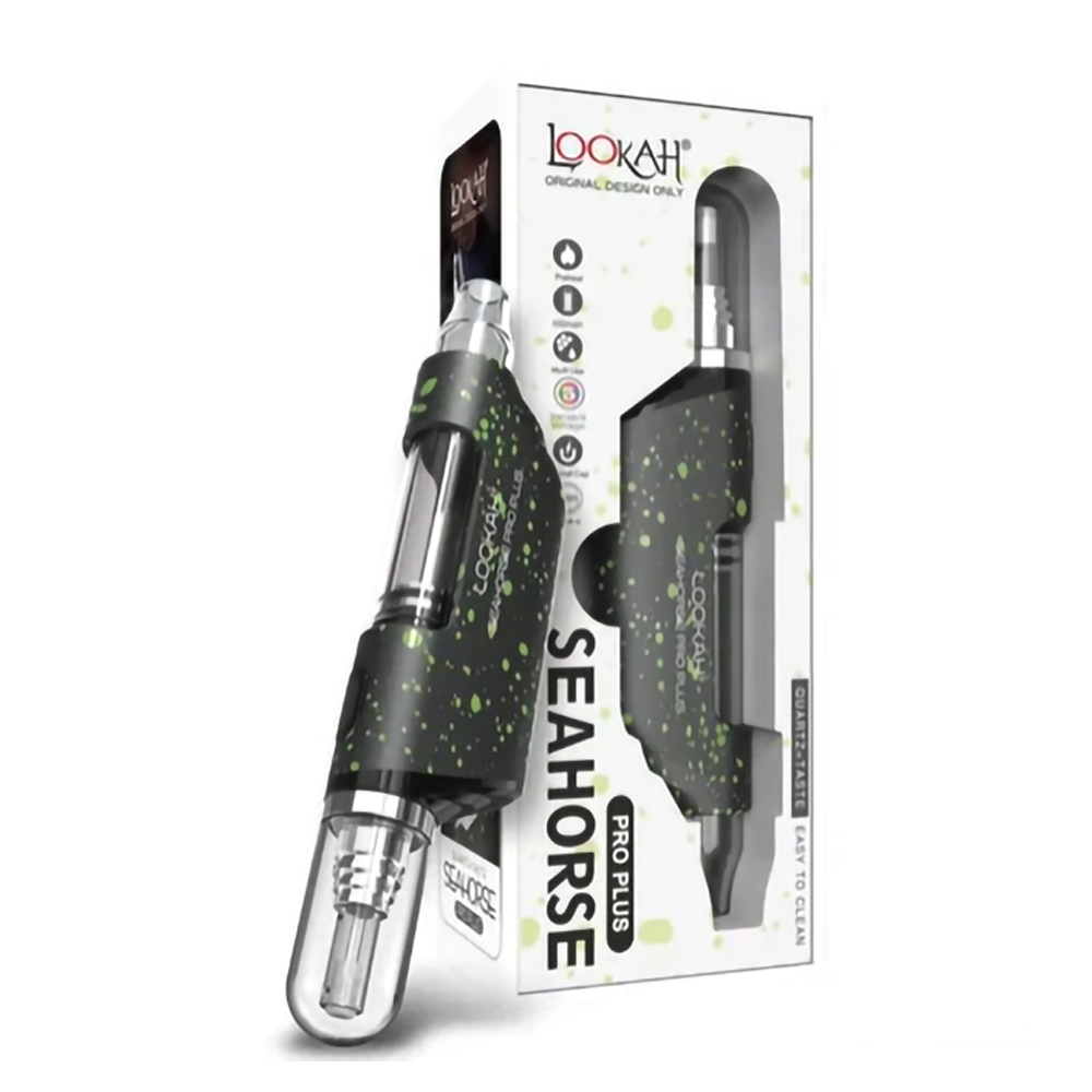 LOOKAH SEAHORSE PRO PLUS SPATTER 650 mAh DAB PEN VAPORIZER - BLACK GREEN