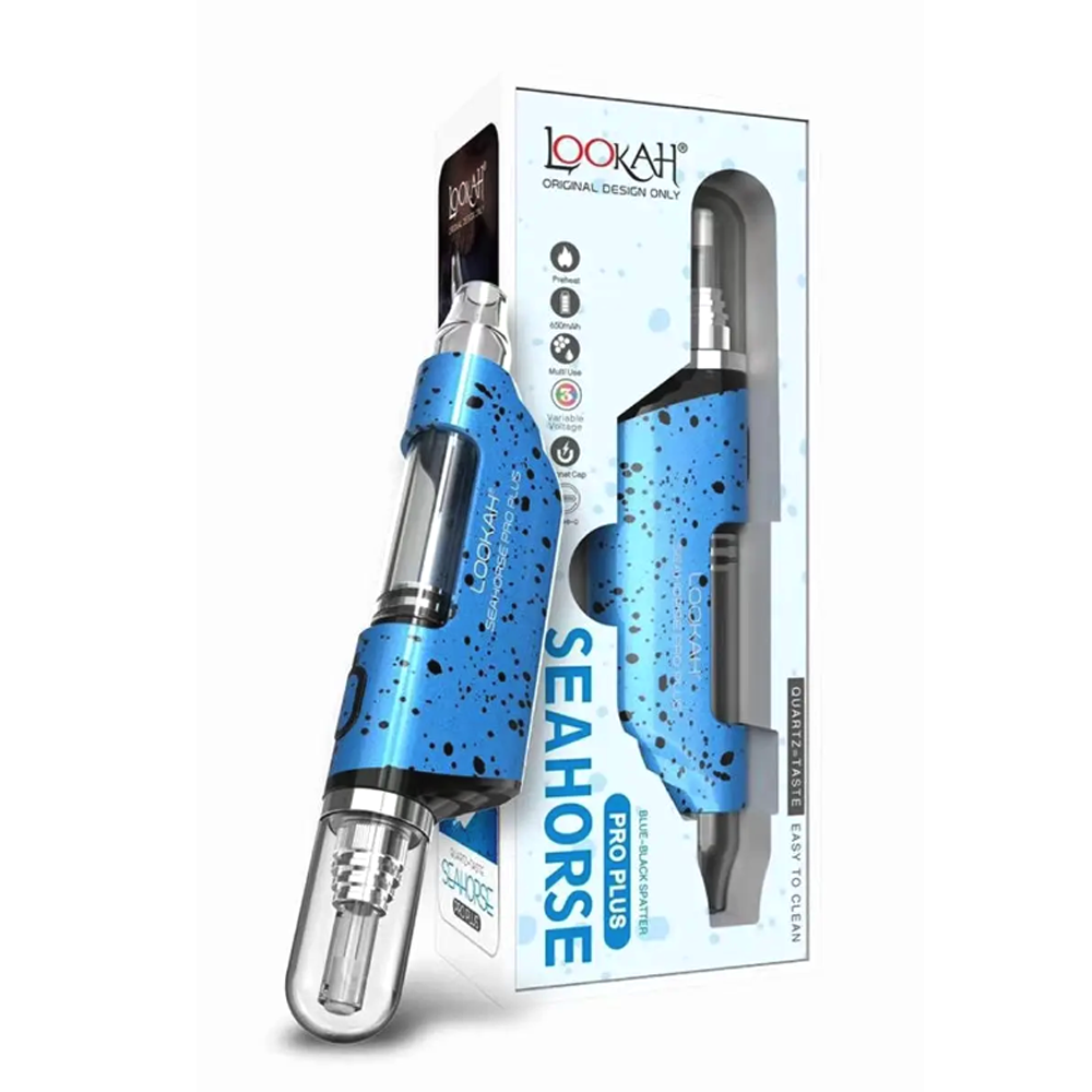LOOKAH SEAHORSE PRO PLUS SPATTER 650 mAh DAB PEN VAPORIZER - BLUE BLACK