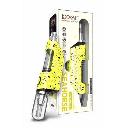 LOOKAH SEAHORSE PRO PLUS SPATTER 650 mAh DAB PEN VAPORIZER -  NEON GREEN BLACK