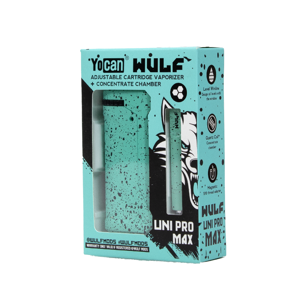 WULF MODS  X YOCAN UNI PRO MAX 650 mAh CARTRIDGE &amp; STARTER KIT - TEAL BLACK SPATTER