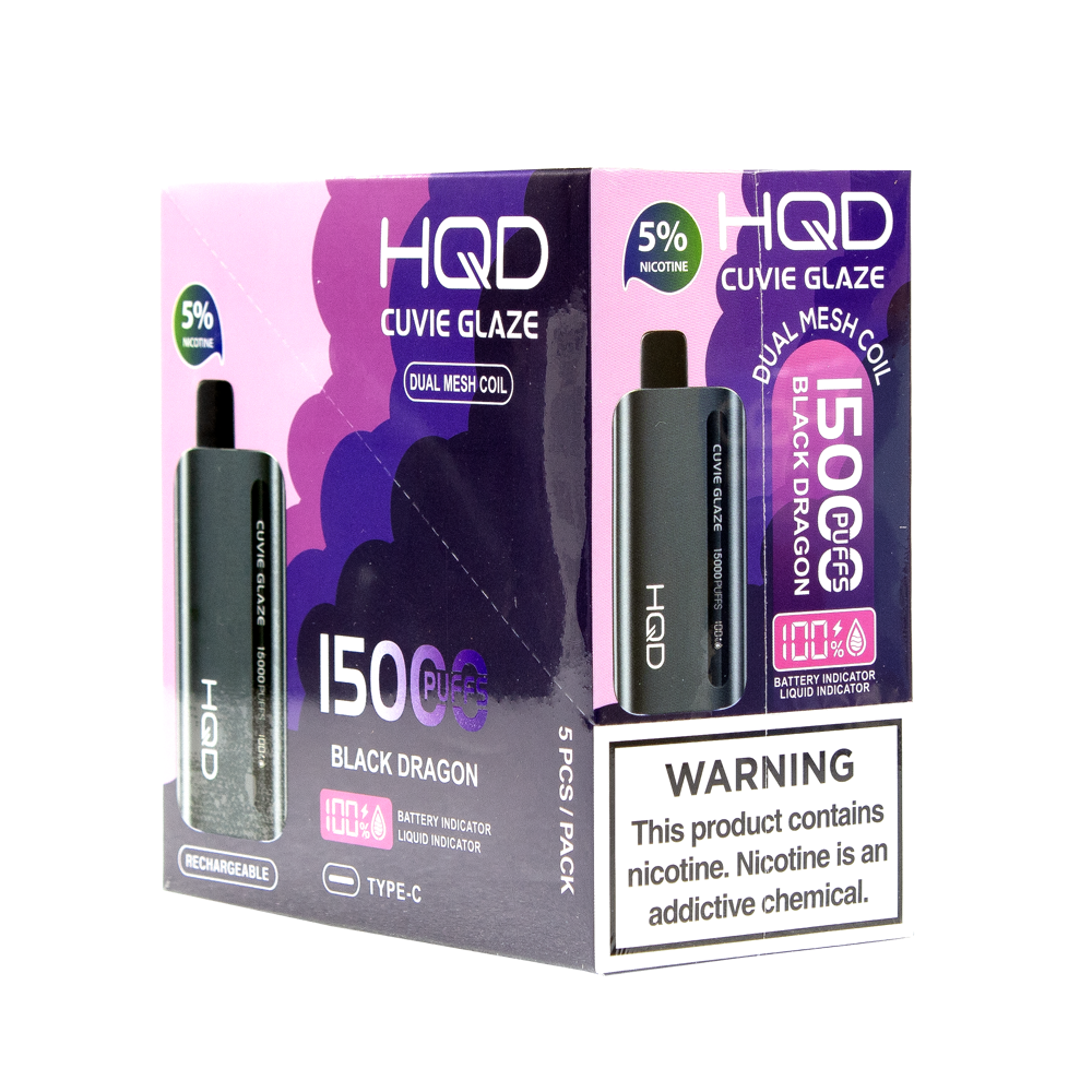 HQD CUVIE GLAZE 15000PUFFS 5% NIC DISPOSABLE - BLACK DRAGON