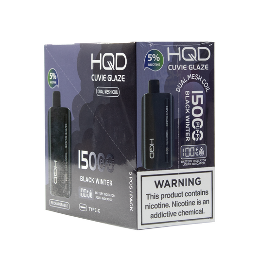 HQD CUVIE GLAZE 15000PUFFS 5% NIC DISPOSABLE - BLACK WINTER