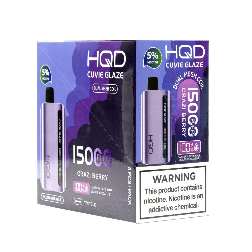 HQD CUVIE GLAZE 15000PUFFS 5% NIC DISPOSABLE - CRAZI BERRY