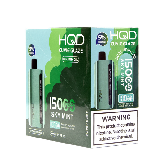 HQD CUVIE GLAZE 15000PUFFS 5% NIC DISPOSABLE - SKY MINT