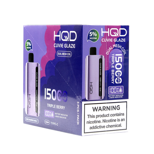 HQD CUVIE GLAZE 15000PUFFS 5% NIC DISPOSABLE - TRIPLE BERRY