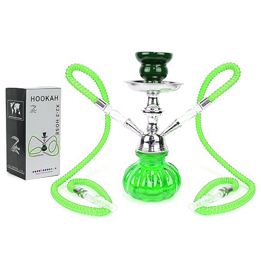 ZEBRA X2 2HOSES PUMPKIN HOOKAH - GREEN