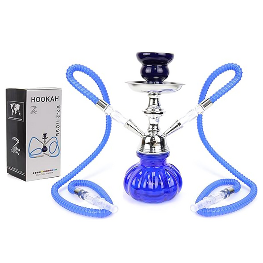ZEBRA X2 2HOSES PUMPKIN HOOKAH - BLUE