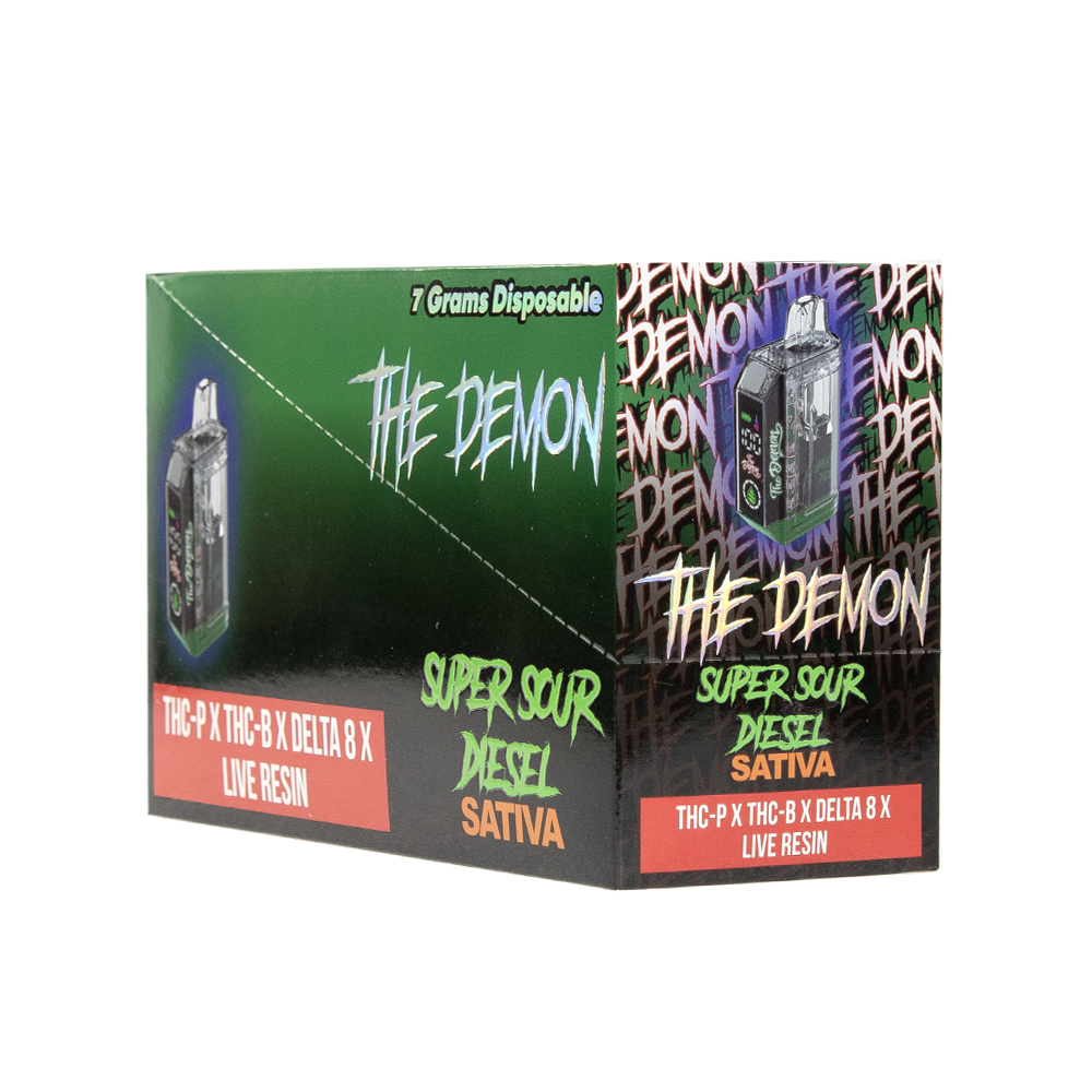 THE DEMON THC-PX /THCB/D8 7G DISPOSABLE SATIVA - SUPER SOUR DIESEL