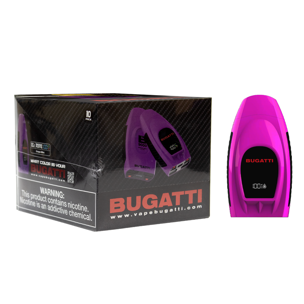 BUGATTI 5% NIC 9000 PUFFS DISPOSABLE - GRAPE MINT