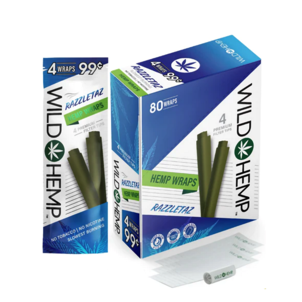 WILD  HEMP W/ FILTER TIP 4/0.99 WRAPS -RAZZLETAZ