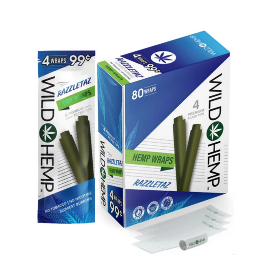 WILD  HEMP W/ FILTER TIP 4/0.99 WRAPS -RAZZLETAZ