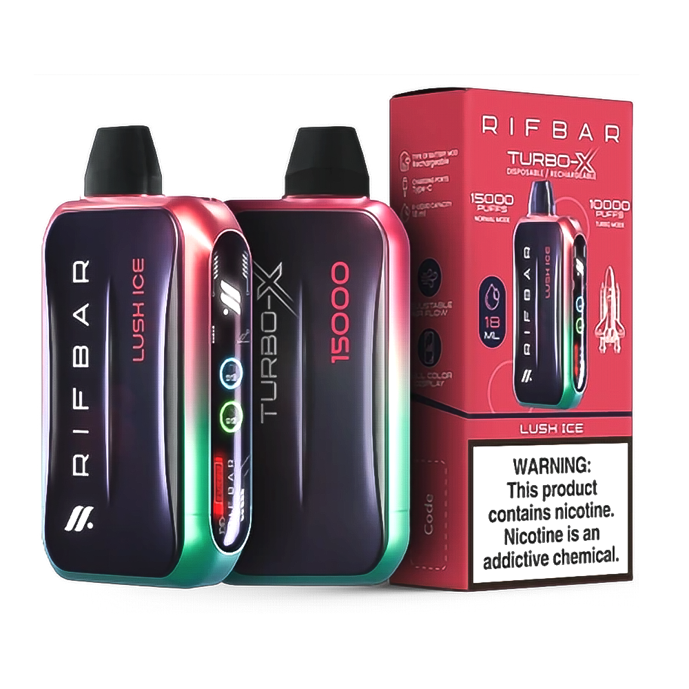 RIFBAR TURBO X 5% 15000 PUFFS DISPOSABLE - LUSH ICE