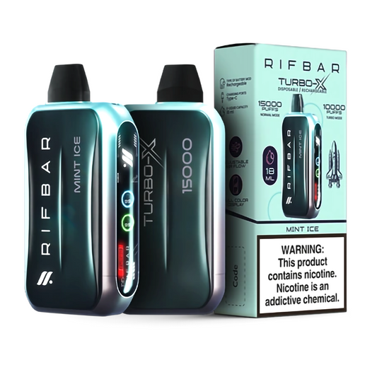 RIFBAR TURBO X 5% 15000 PUFFS DISPOSABLE - MINT ICE
