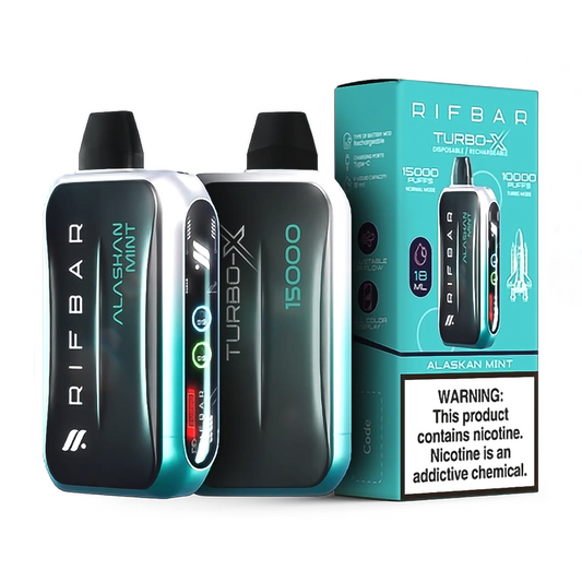 RIFBAR TURBO X 5% 15000 PUFFS DISPOSABLE - ALASKAN MINT