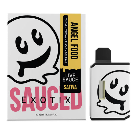 HALF BAK'D LIVE RESIN SAUCE'D EXOTIC THCP 4G DISPOSABLE SATIVA - ANGEL FOOD