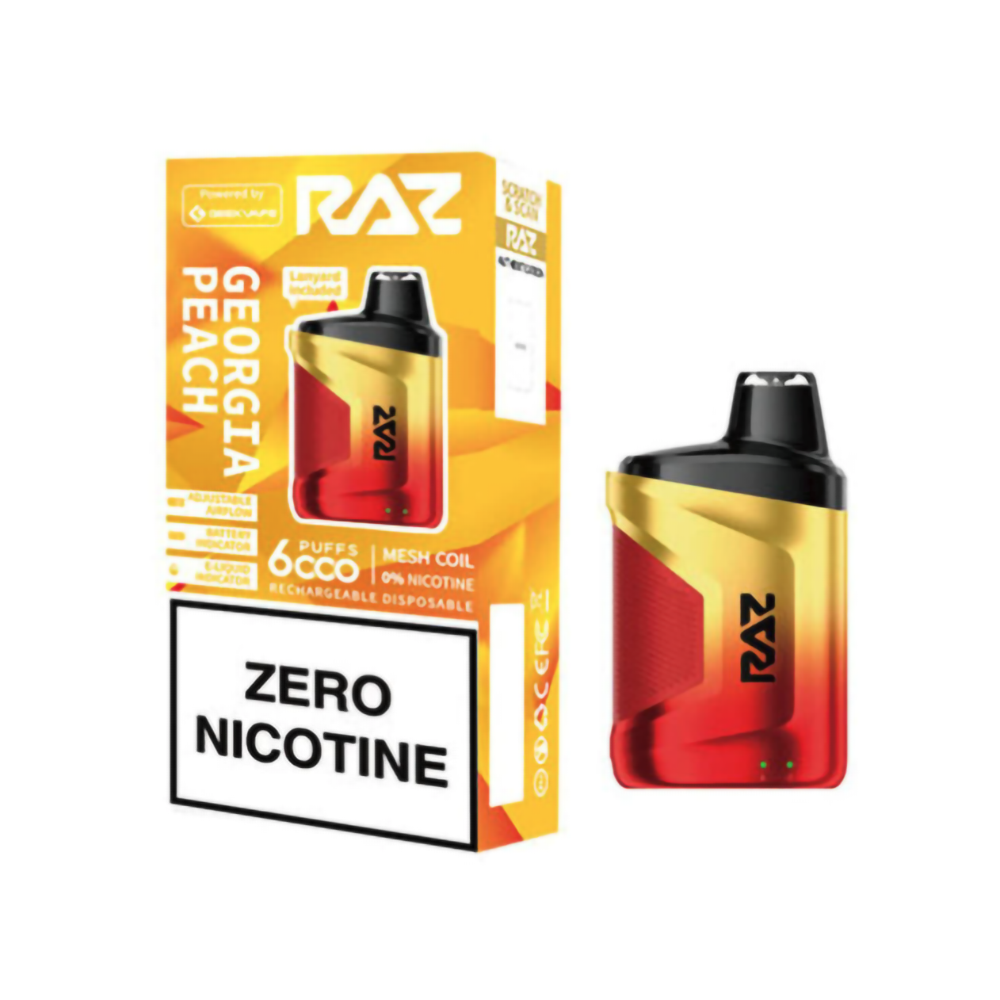 RAZ 0% NIC 6000PUFFS DISPOSABLE - GEORGIA PEACH