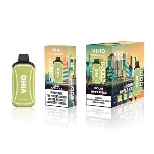 VIHO SUPERCHARGE 5% NIC 20000PUFFS DISPOSABLE - SOUR APPLE ICE