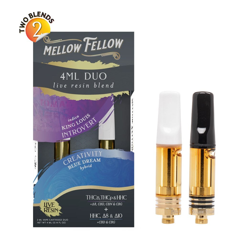 MELLOW FELLOW LIVE RESIN DUO 4ML CARTRIDGE- KING LOUIS/BLUE DREAM