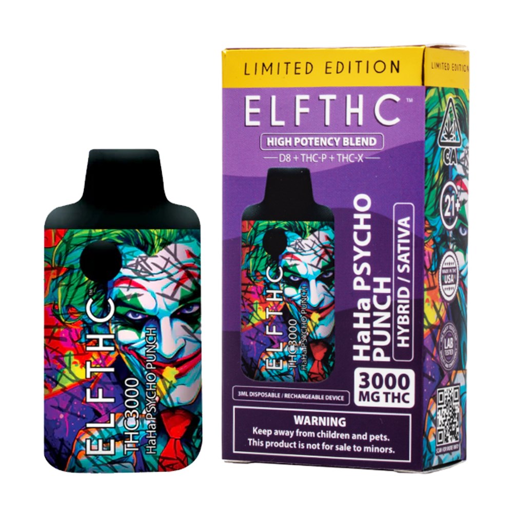 ELF THCA 3000MG DISPOSABLE HYBRID / SATIVA - HAHA PSYCHO PUNCH