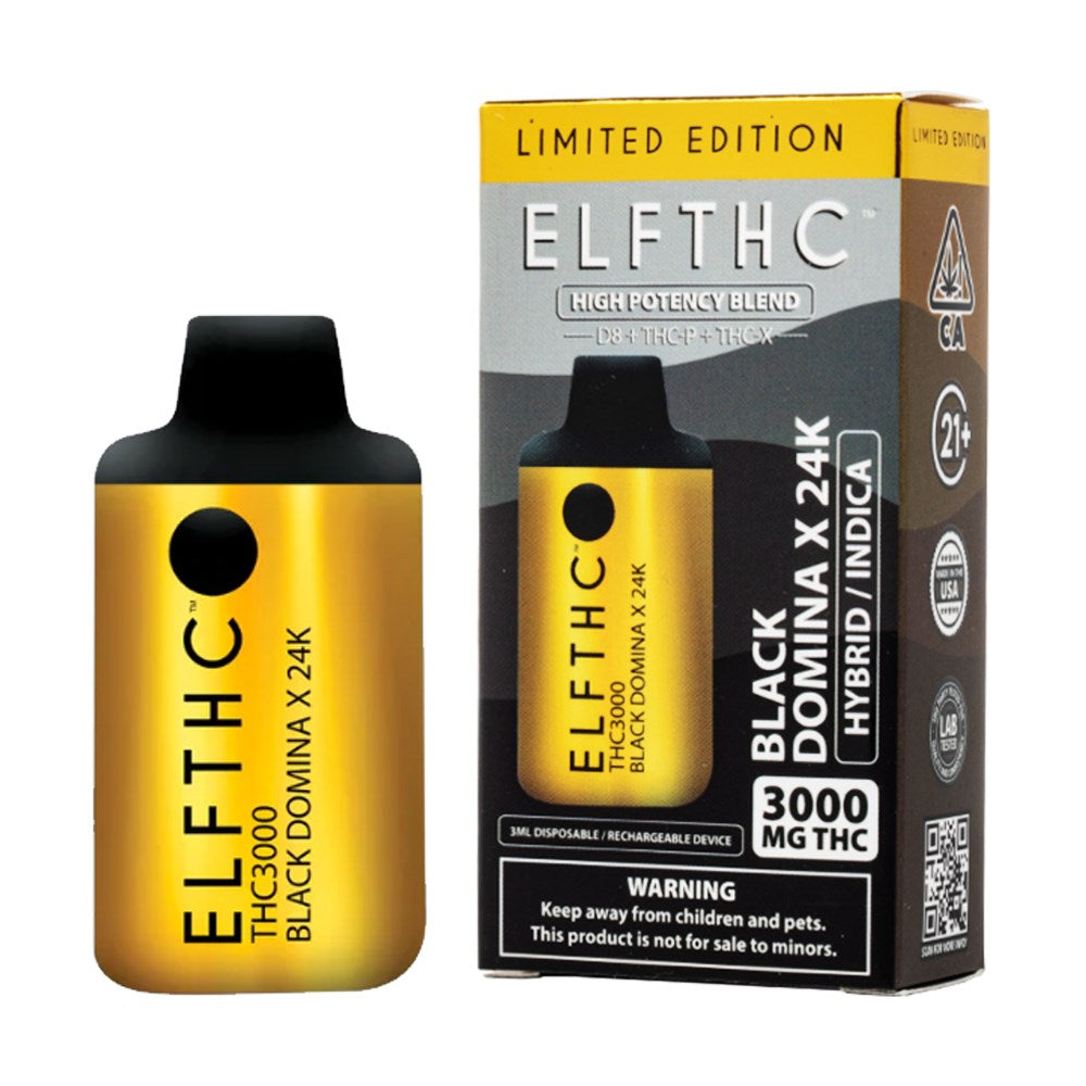 ELF THCA 3000MG DISPOSABLE  HYBRID/ INDICA - BLACK DOMINAX24K