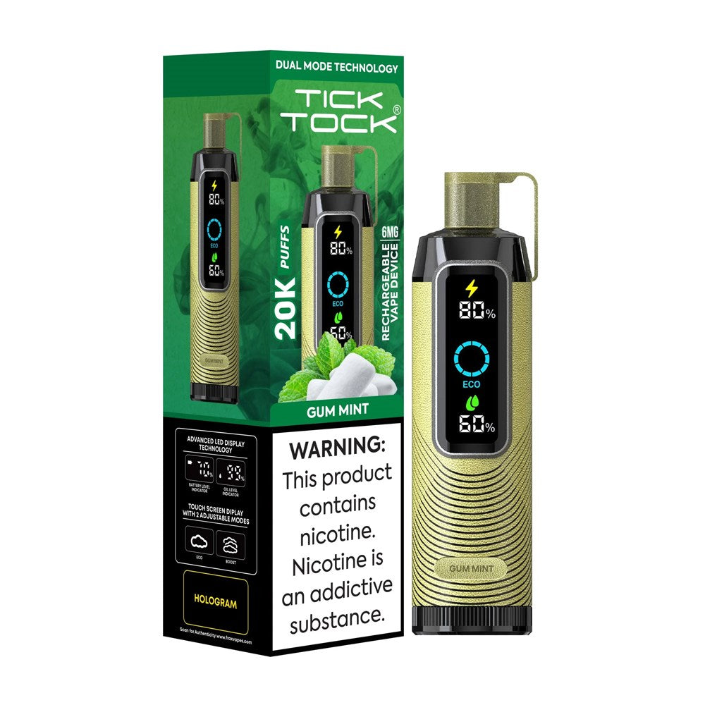 TICKTOCK 5% NIC 20K PUFFS DISPOSABLE - GUM  MINT