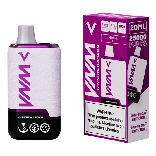 VNM HYPER CHARGED 5% NIC 25000PUFFS DISPOSABLE - GRAPE ICE