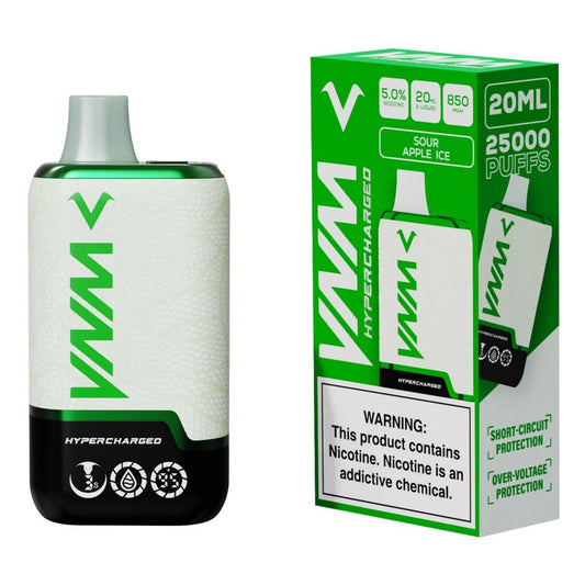 VNM HYPER CHARGED 5% NIC 25000PUFFS DISPOSABLE - SOUR APPLE ICE