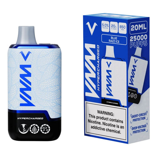 VNM HYPER CHARGED 5% NIC 25000PUFFS DISPOSABLE - BLUE RAZZ ICE