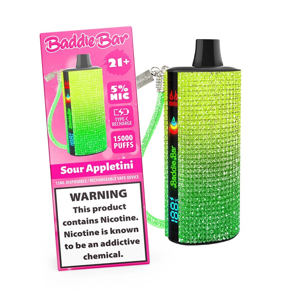 BADDIE BAR 5% NIC 15000PUFFS DISPOSABLE - SOUR APPLETINI